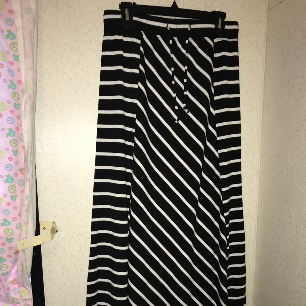 Black & White Striped Maxi Skirt